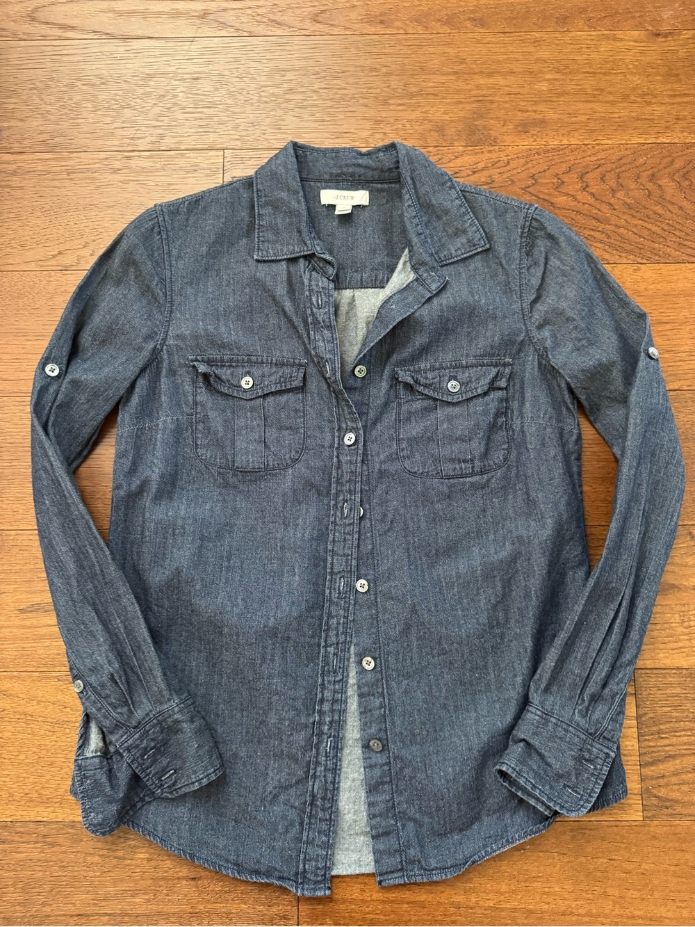 J. Crew womens Indigo Chambray Shirt. Size 0